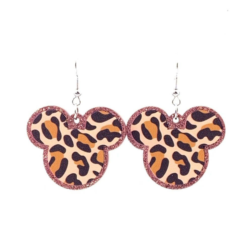 Mickey Mouse Leopard Print Earrings